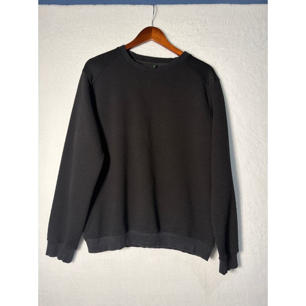 United Colors of Benneton Sweatshirt Womens Black L Quilted Crew Neck Casual